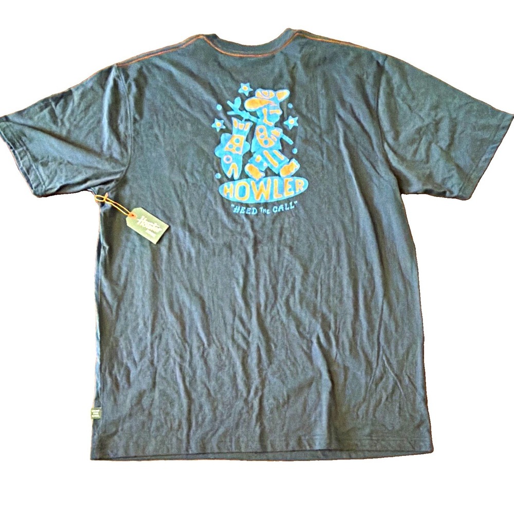 Howler Bros Mens XXL Gray Heed the Call Graphic Pocket Tee Crew Neck Cotton